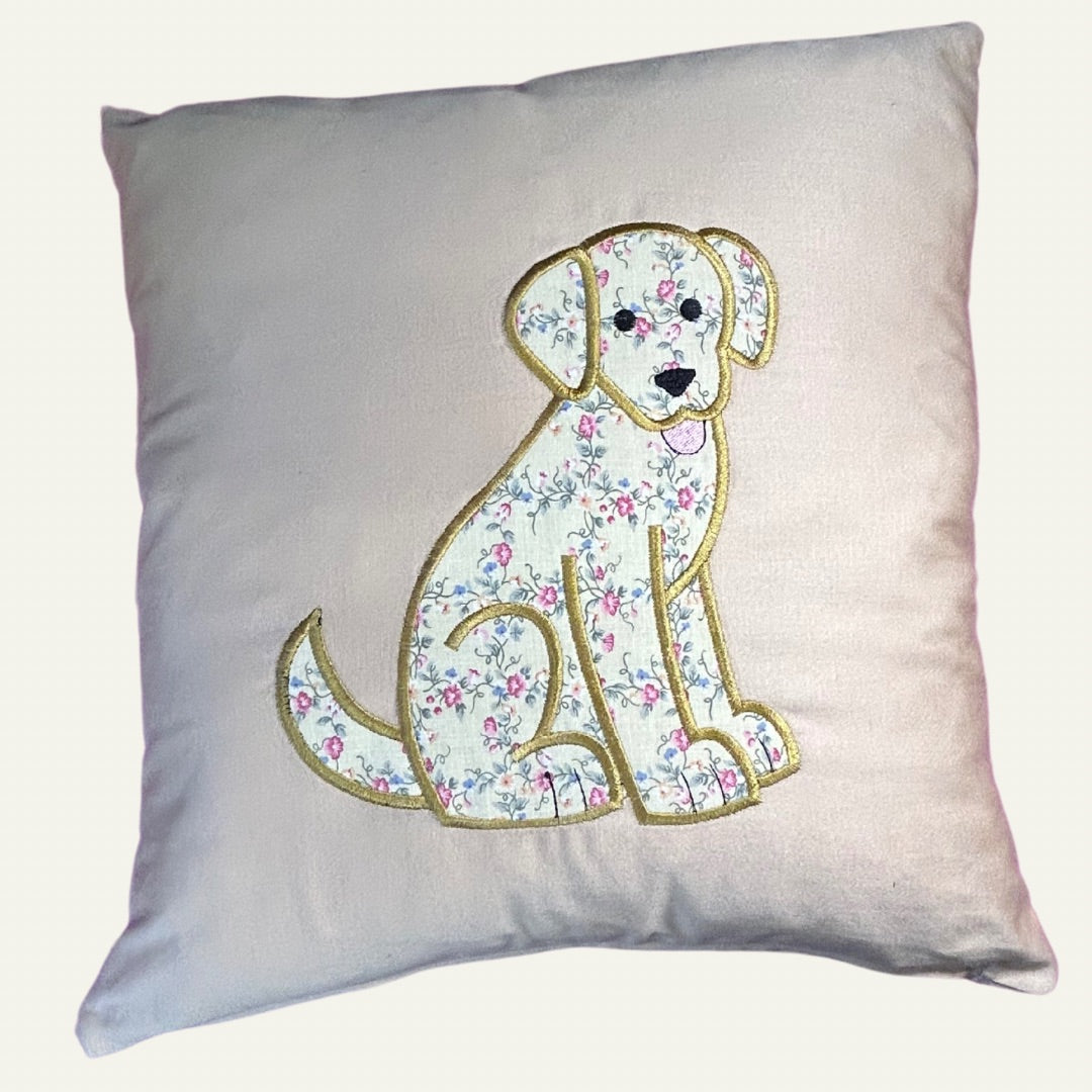 Dog Breed Cushions - Decorative Cotton Throw Pillows with Appliquéd Dog Designs