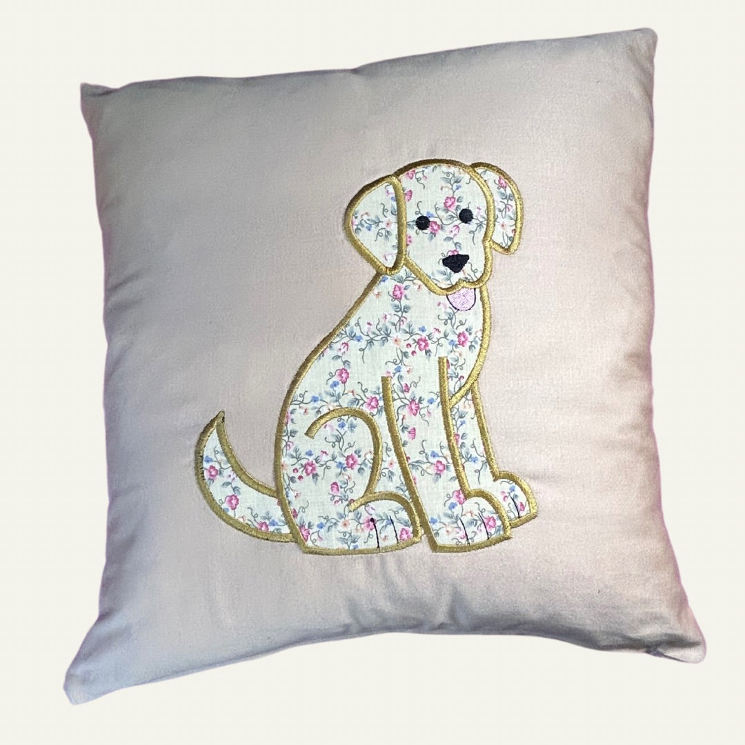Dog Breed Cushions - Decorative Cotton Throw Pillows with Appliquéd Dog Designs