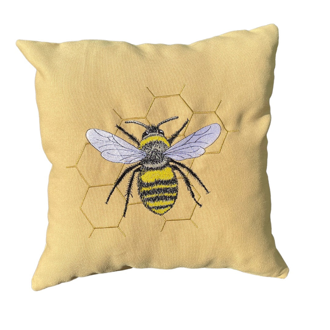 Embroidered bee pillow hotsell