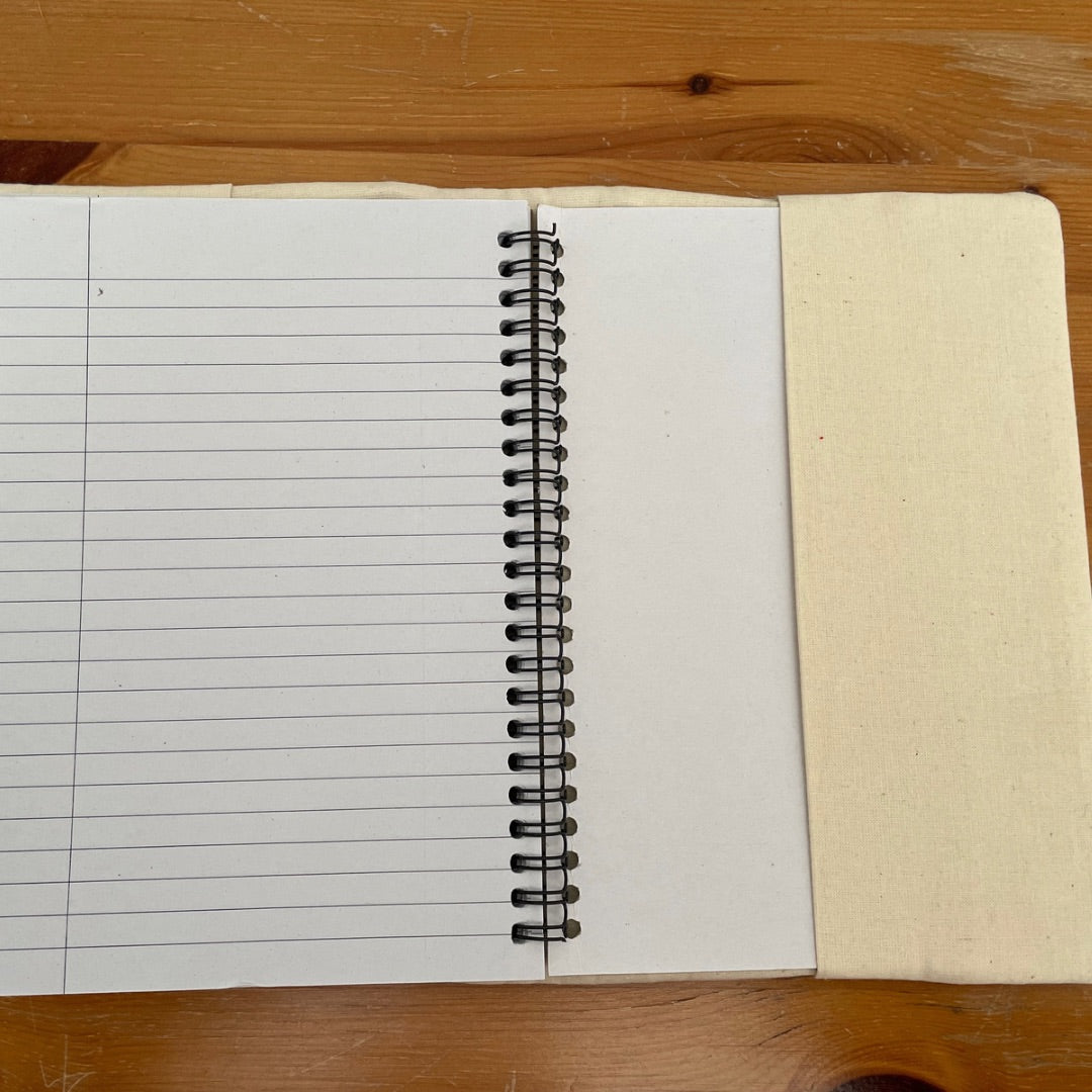 Fox Embroidered A5 Notebook or Diary Cover side flap