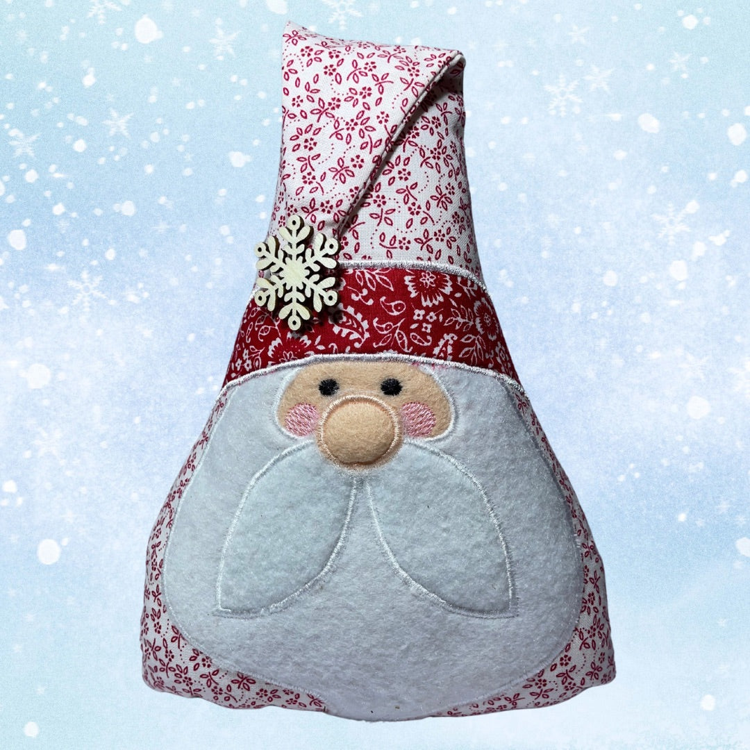 Red & White floral handmade Santa