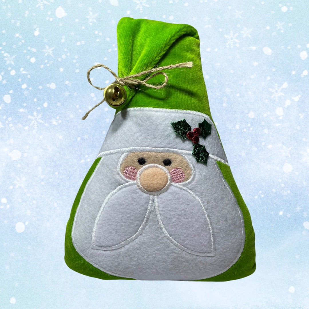 Bright green velvet handmade Santa