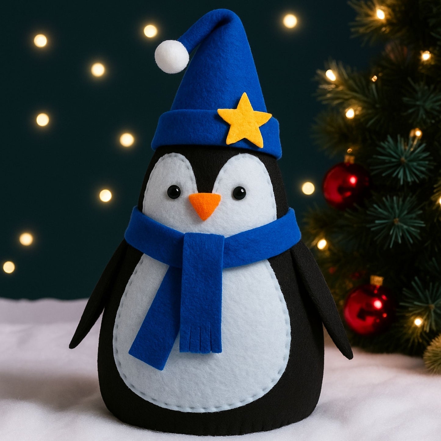 Felt Penguin Christmas Ornament Tutorial (PDF + Step-by-Step Images)