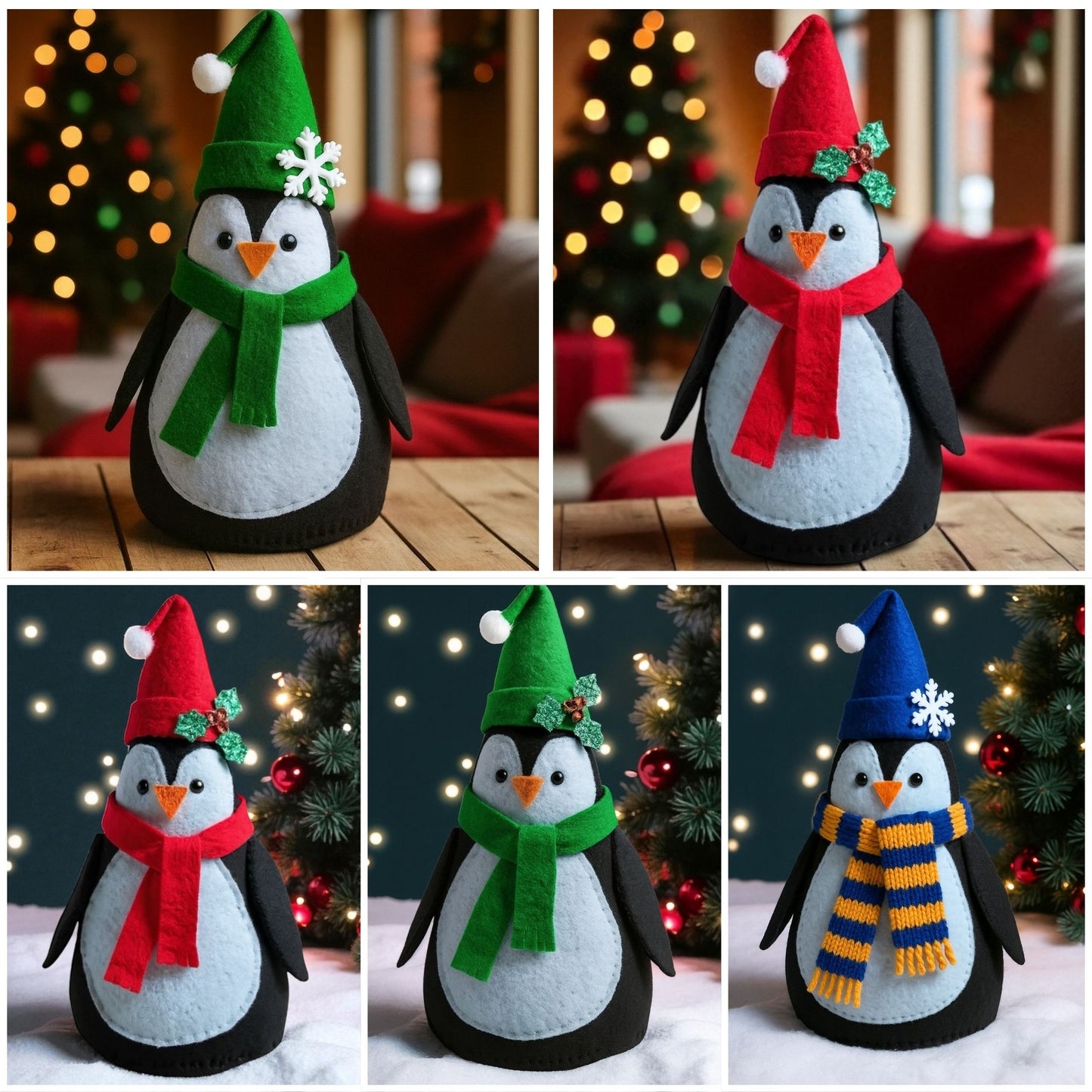 Christmas Sewing Pattern Bundle – 4 PDF Tutorials for Felt Ornaments, Gift Bags and Bunting