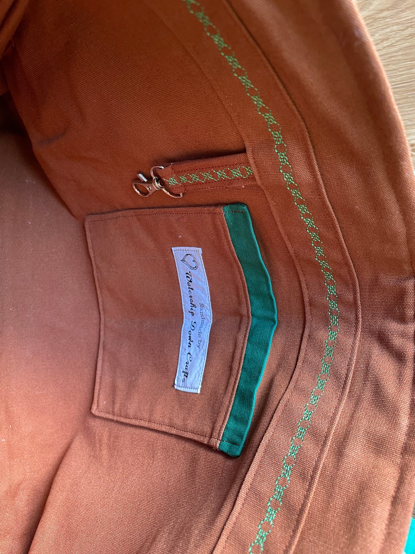Handmade Green Embroidered Tote Bag