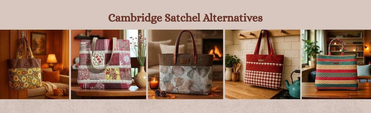 Collage of handmade tote bags