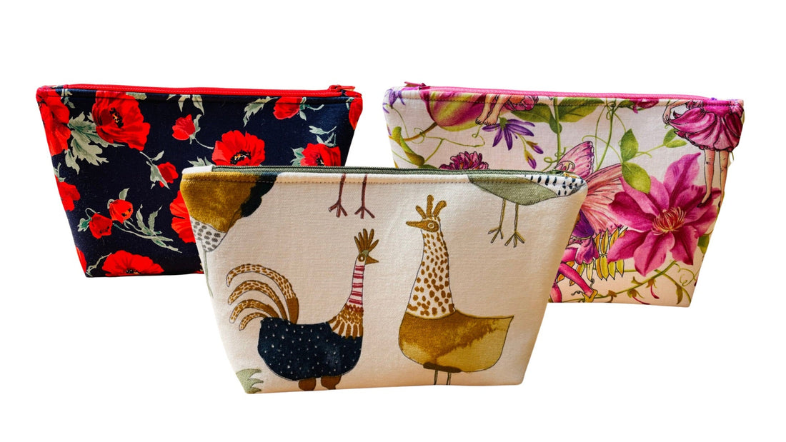 3 handmade Zipper Pouches