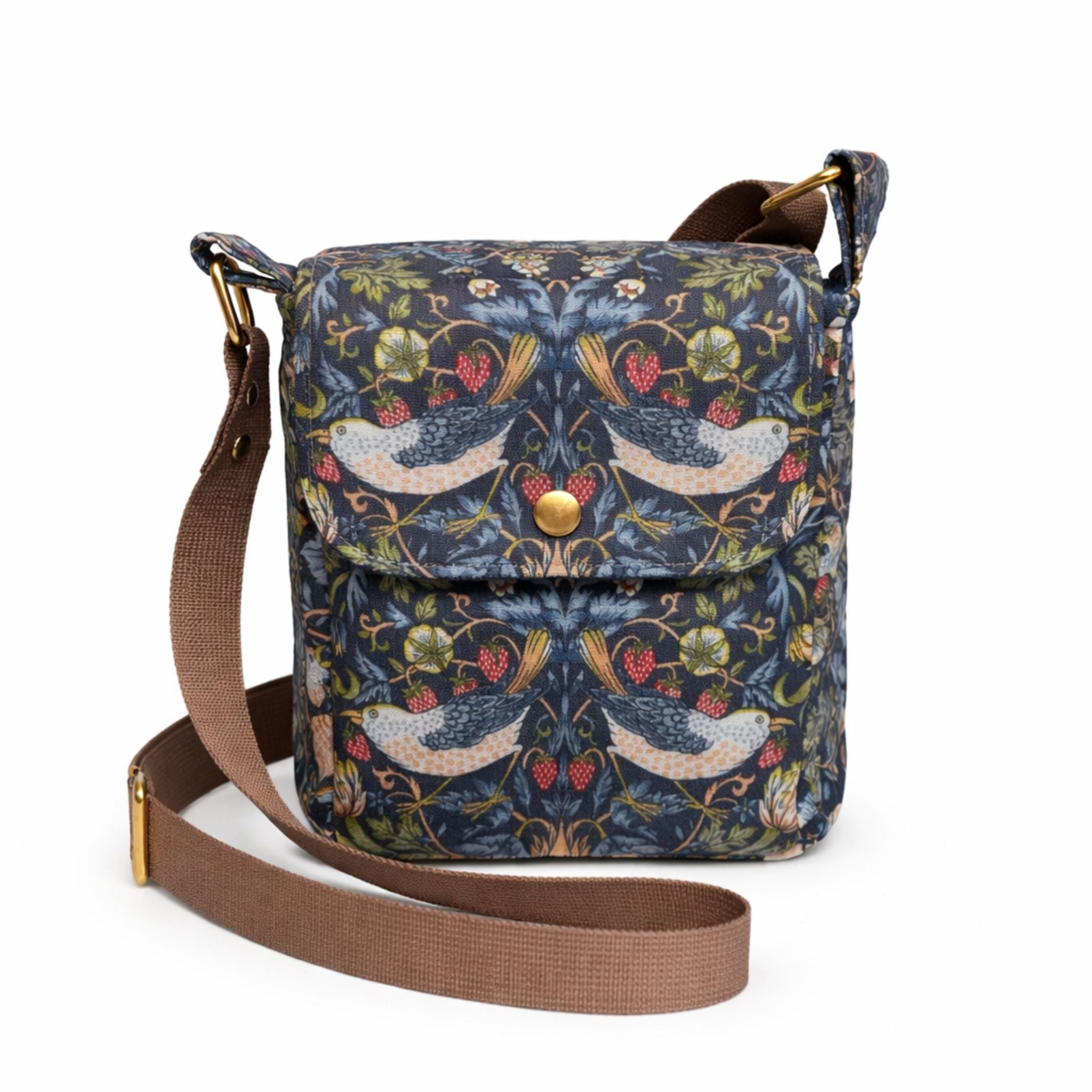 Navy Strawberry Thief Crossbody Bag