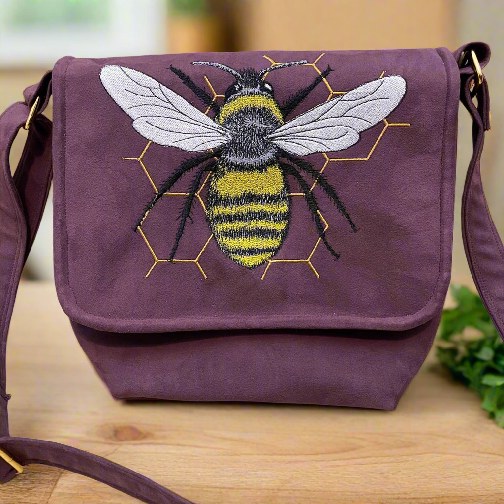 Bee Embroidered Handmade Crossbody Bag