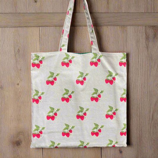 Handmade Designer Strawberry Print Tote Bag