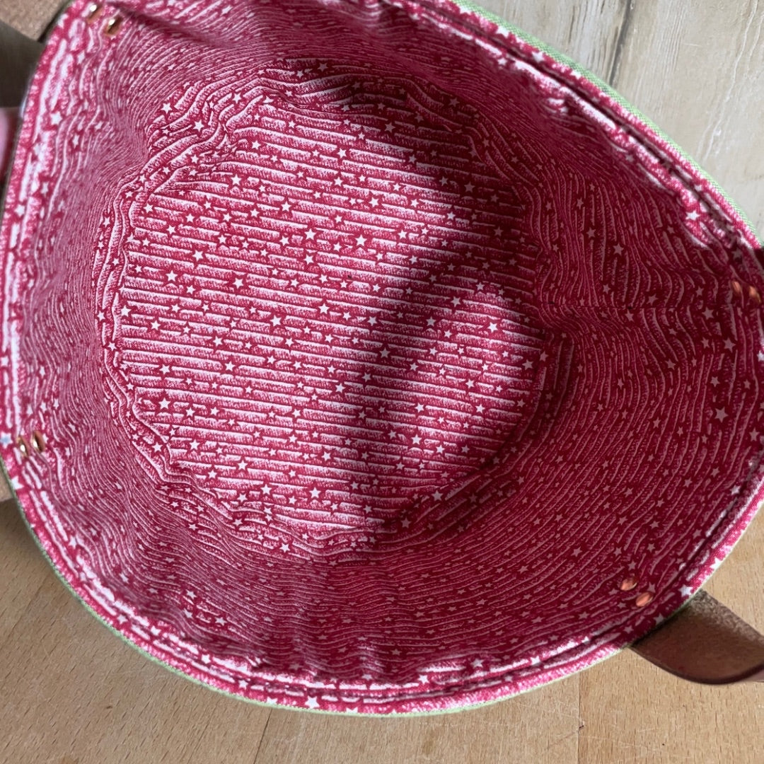 handmade stripe fabric basket with handles lining