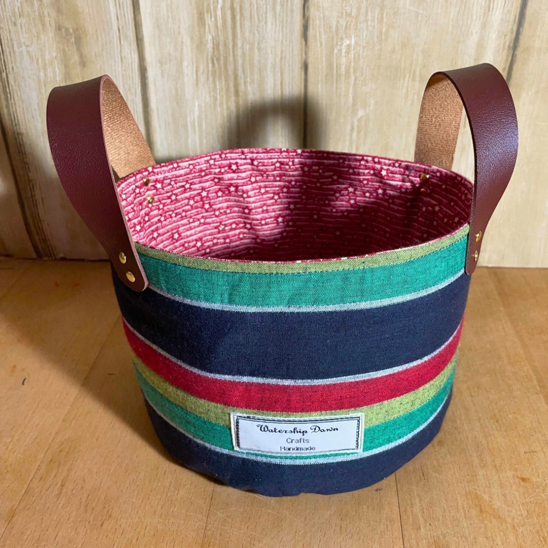 handmade stripe fabric basket with handles