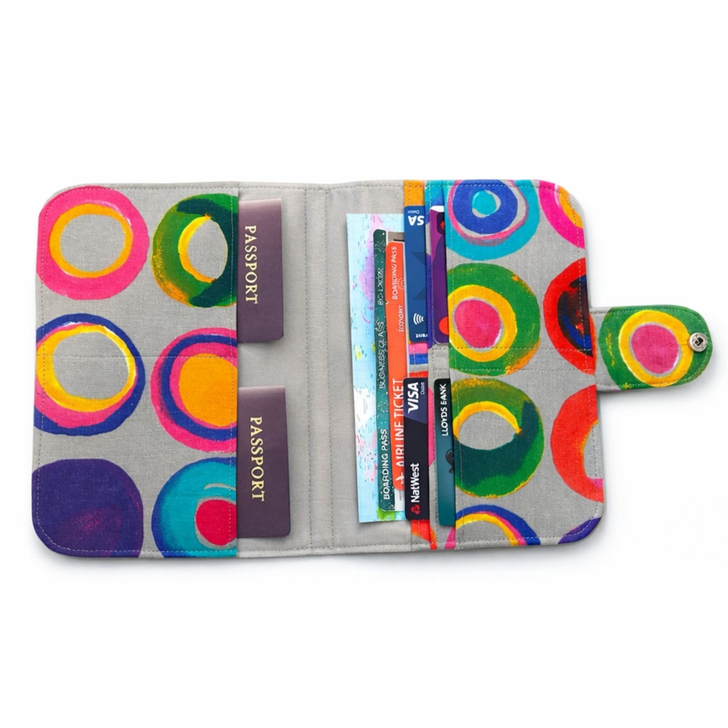 Family Passport Holder Travel Wallet | Multi-Passport & Document Organiser – Abstract Circles