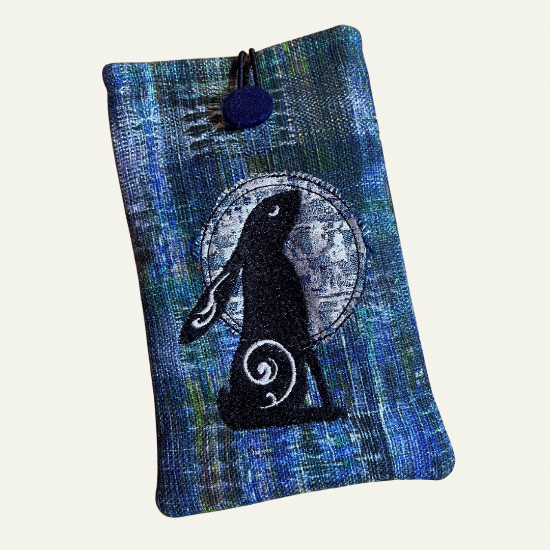 Handmade Phone Sleeve Rabbit Hare Moon Gazing