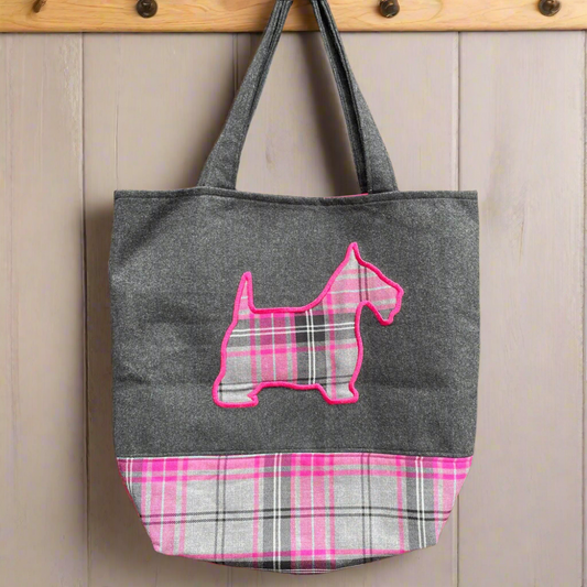 Handmade West Highland Terrier Tartan Tote Bag