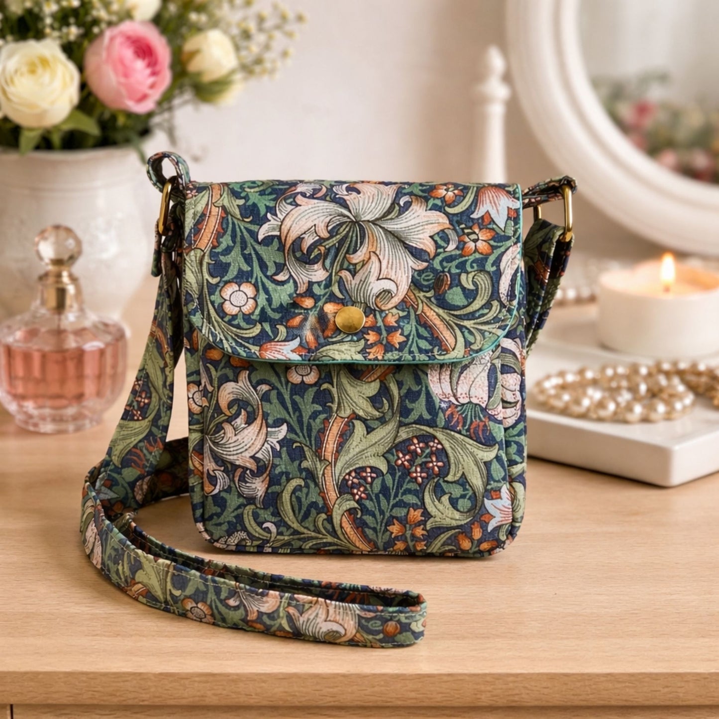 Golden Lily Midnight Crossbody Bag
