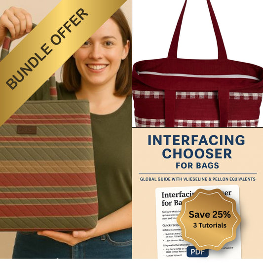 Bag Making Bundle – Tote Bag, Recessed Zip & Interfacing PDF Tutorials
