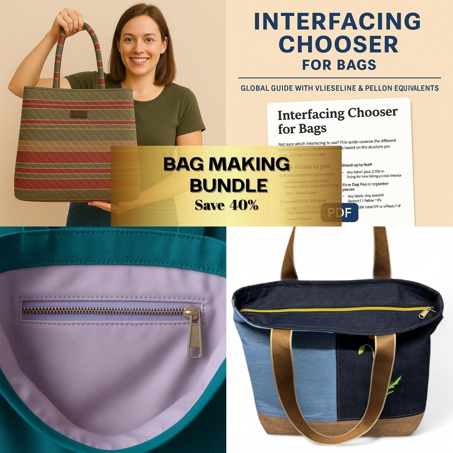 Bag-Making Bundle – 4 PDF Tutorials for Tote Bags