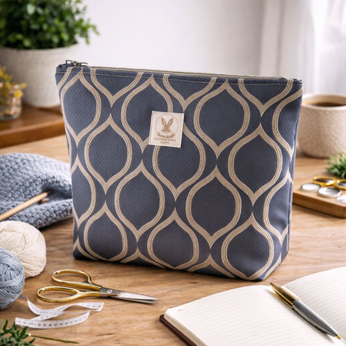 Blue Geometric Zip Pouch