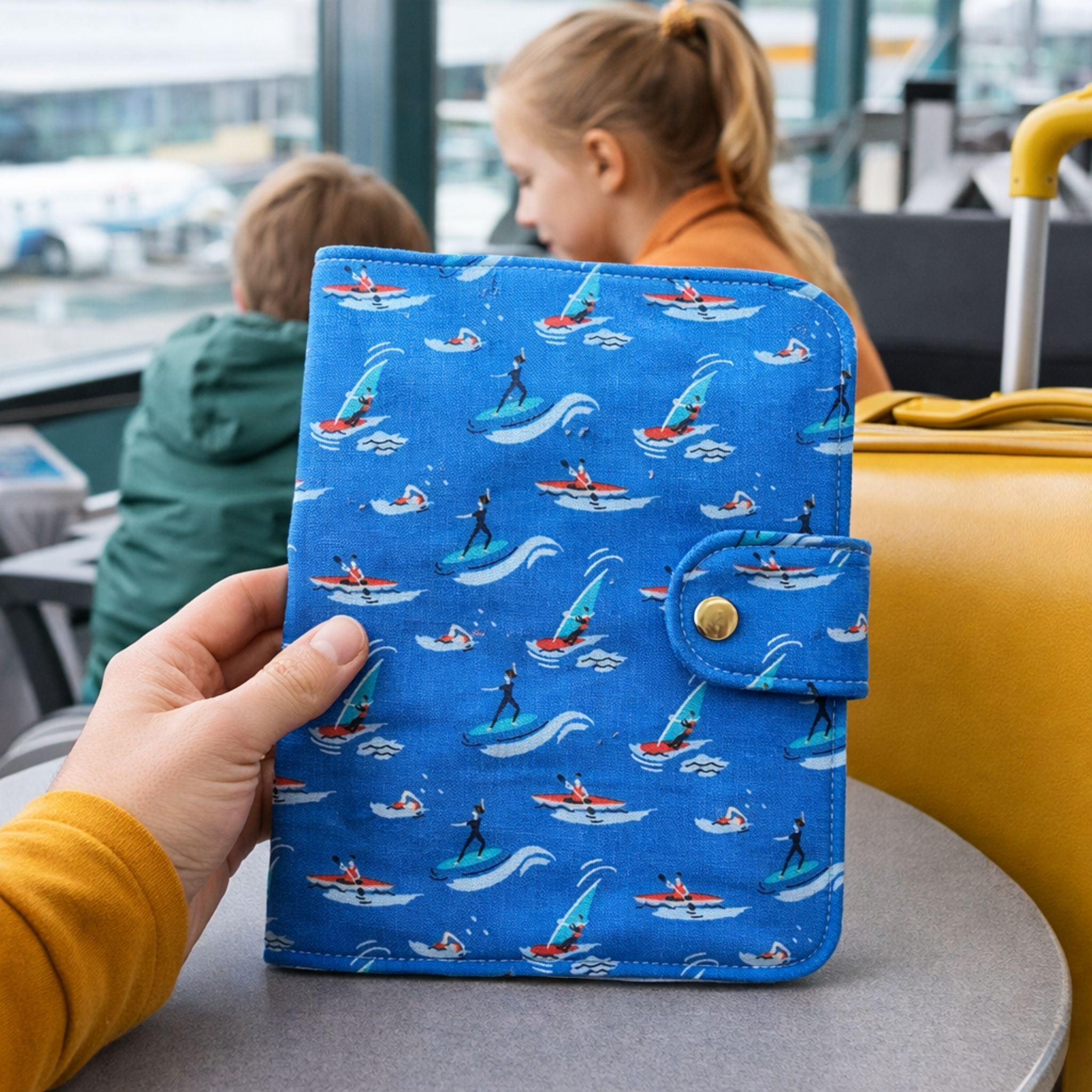 Family Passport Holder Travel Wallet | Multi-Passport & Document Organiser – Blue Surfing
