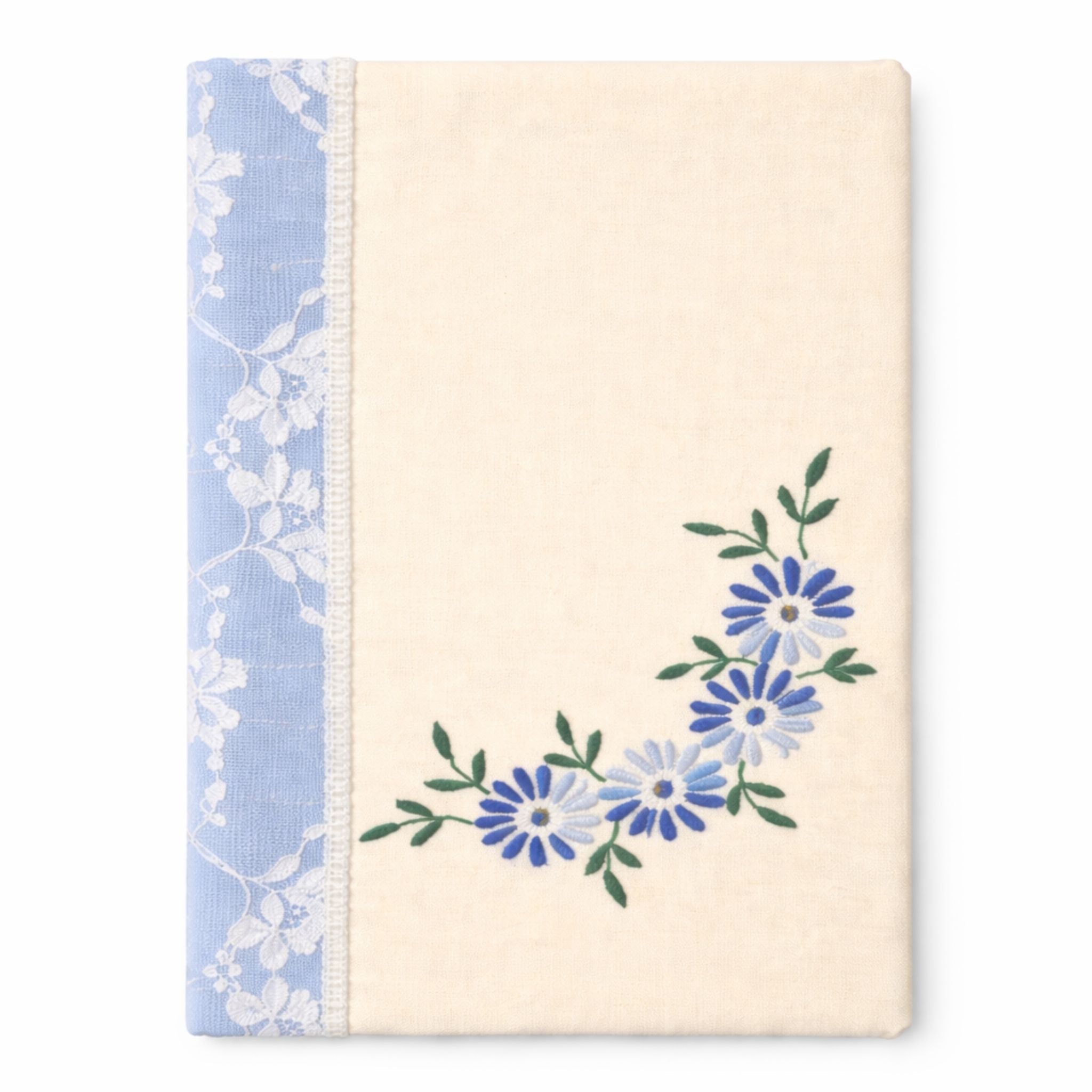 Notebook with floral design on a white background