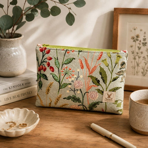 Botanical Meadow Cotton Zip Pouch