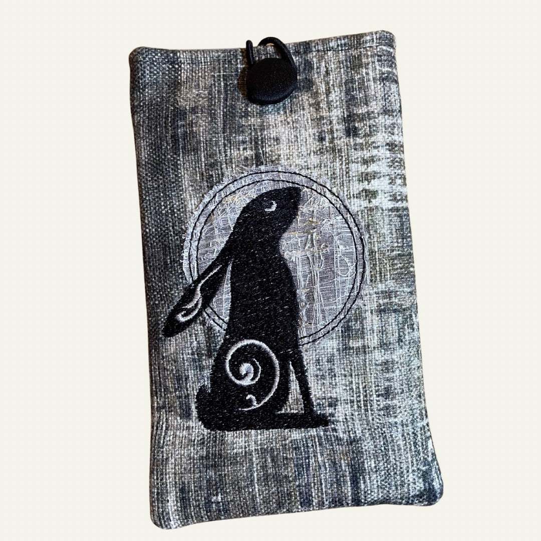 Handmade Phone Sleeve Rabbit Hare Moon Gazing