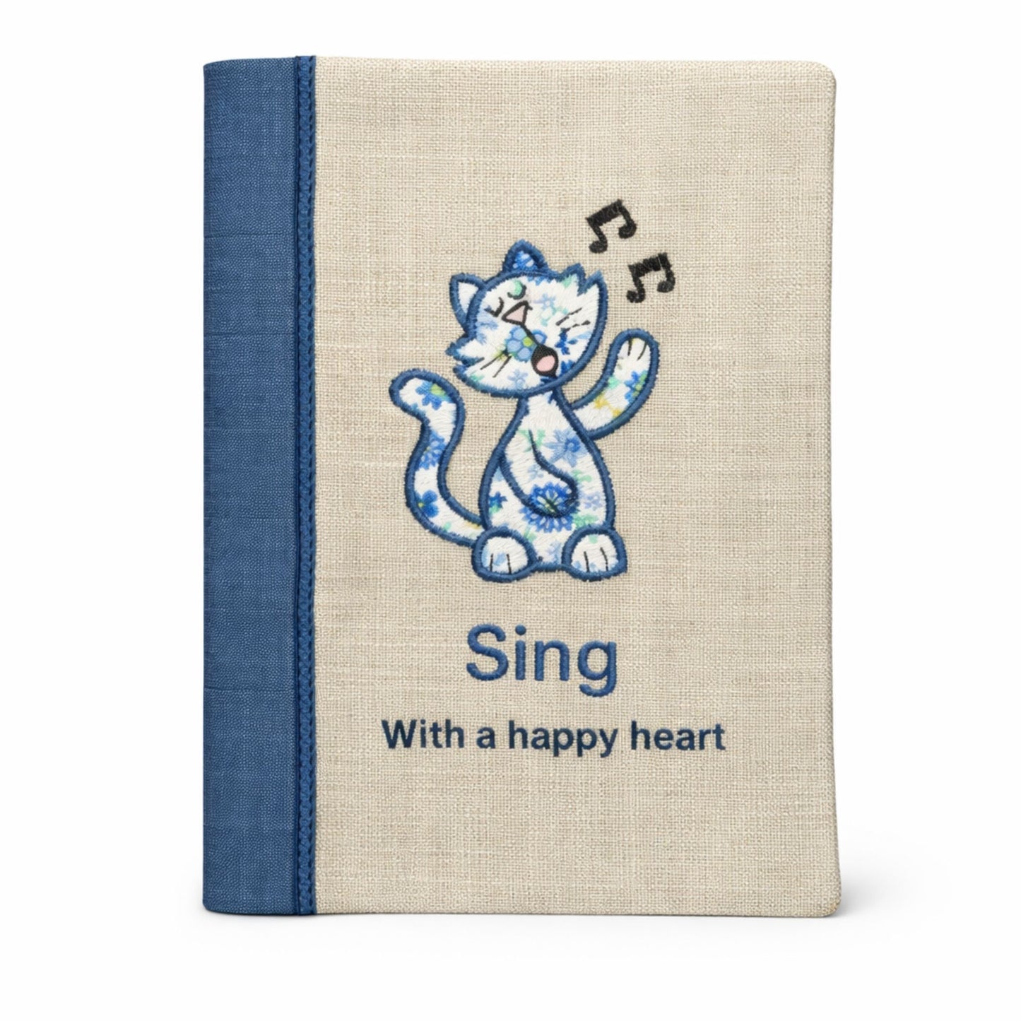 Eco-Chic A5 Handmade Notebook Cover with Cheerful Cat Design