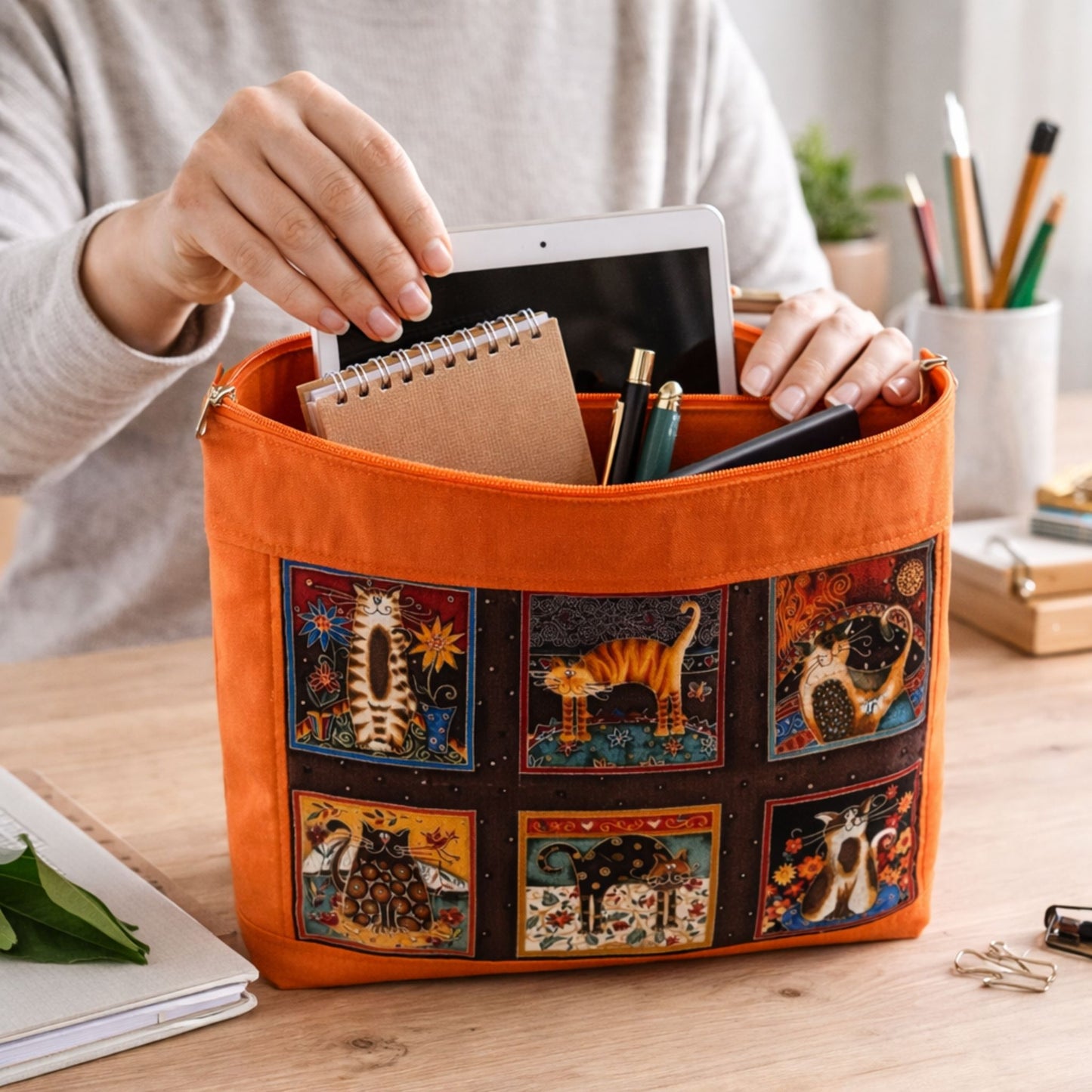 Orange Cat Project Bag