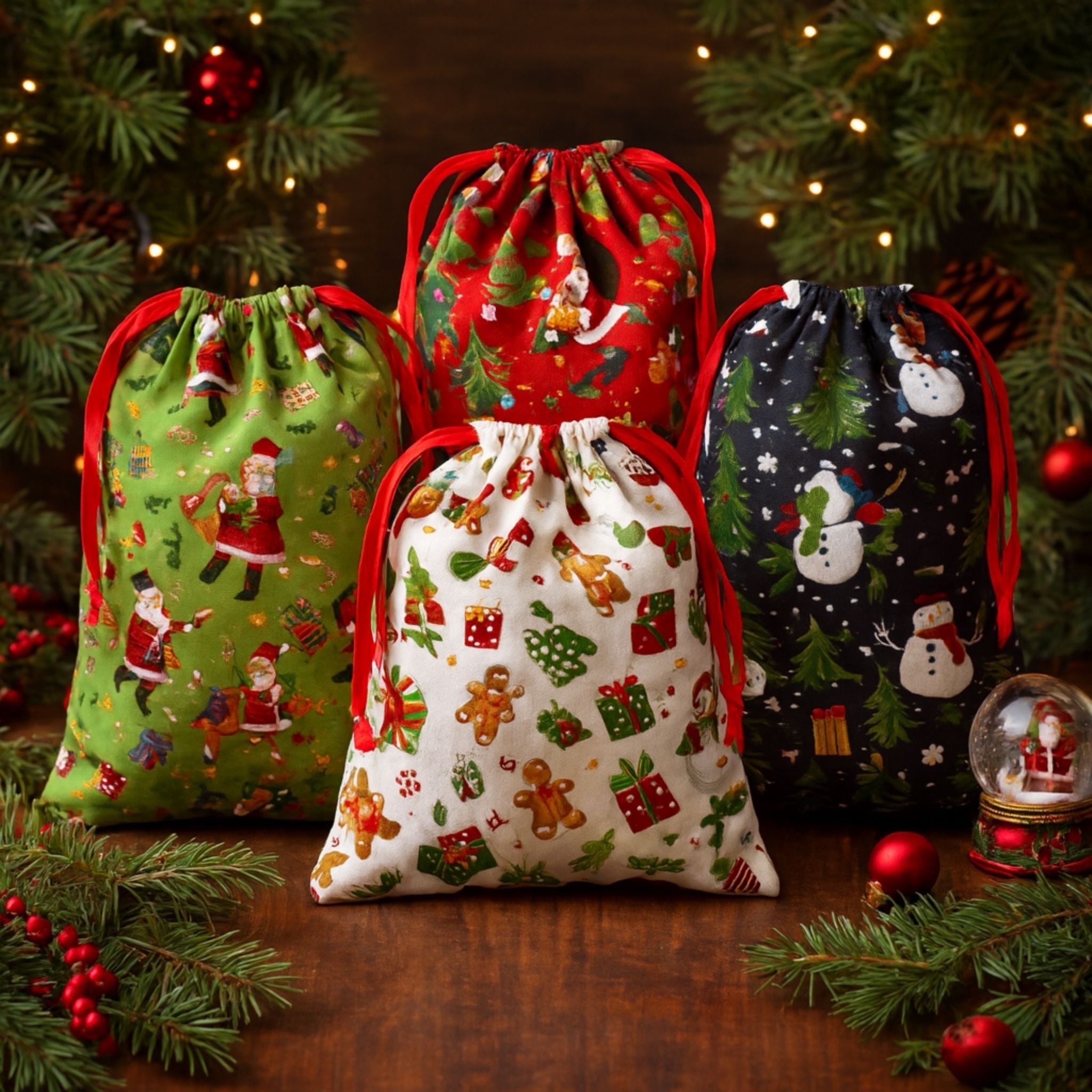 Christmas Sewing Pattern Bundle – 4 PDF Tutorials for Felt Ornaments, Gift Bags and Bunting