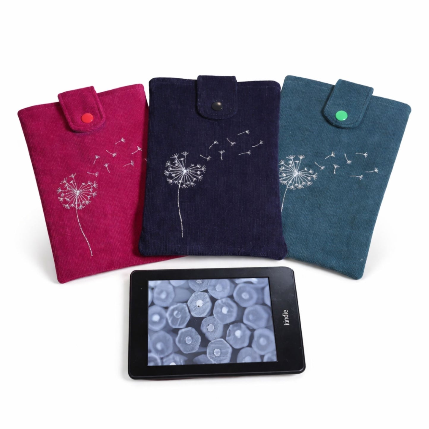 Kindle Paperwhite Sleeve Handmade with Dandelion Embroidery