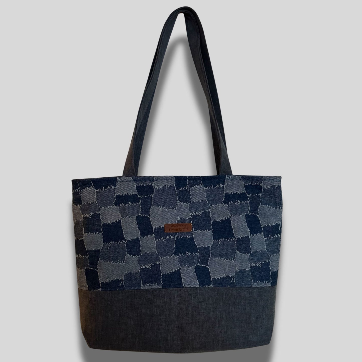 Blue Denim Tote Bag with Zip Top – Durable & Stylish for Everyday Use