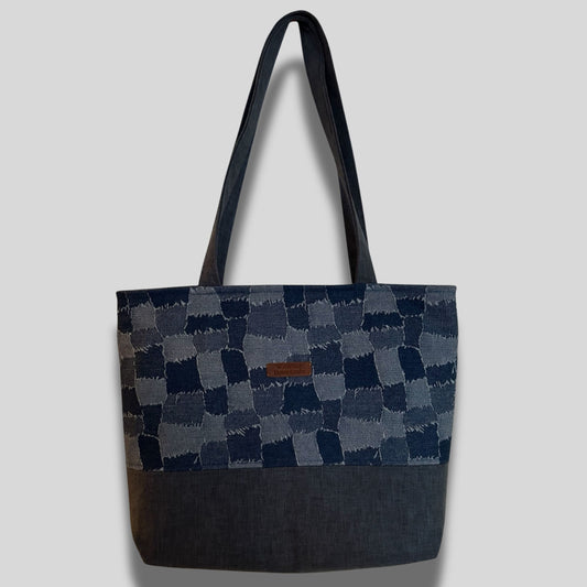 Blue Denim Tote Bag with Zip Top – Durable & Stylish for Everyday Use