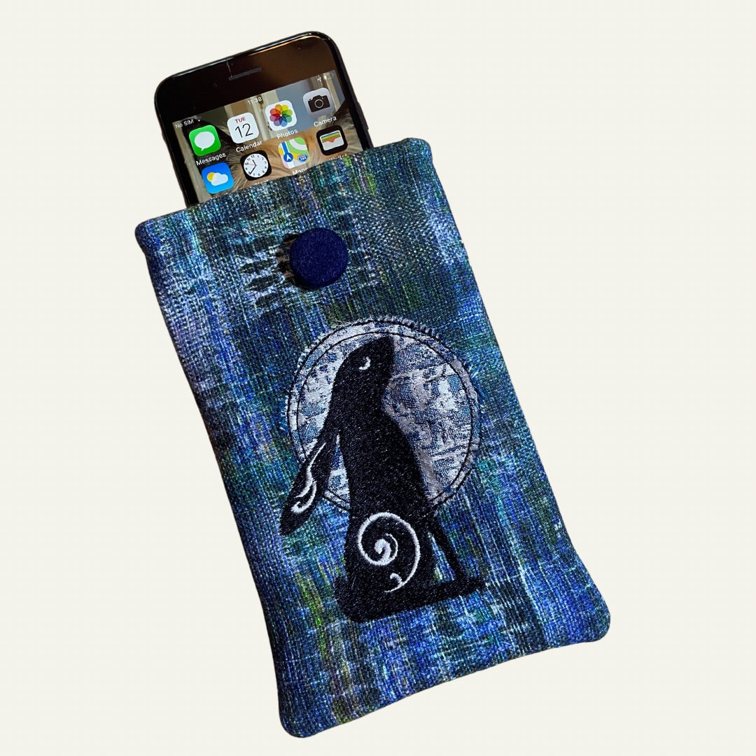 Handmade Phone Sleeve Rabbit Hare Moon Gazing