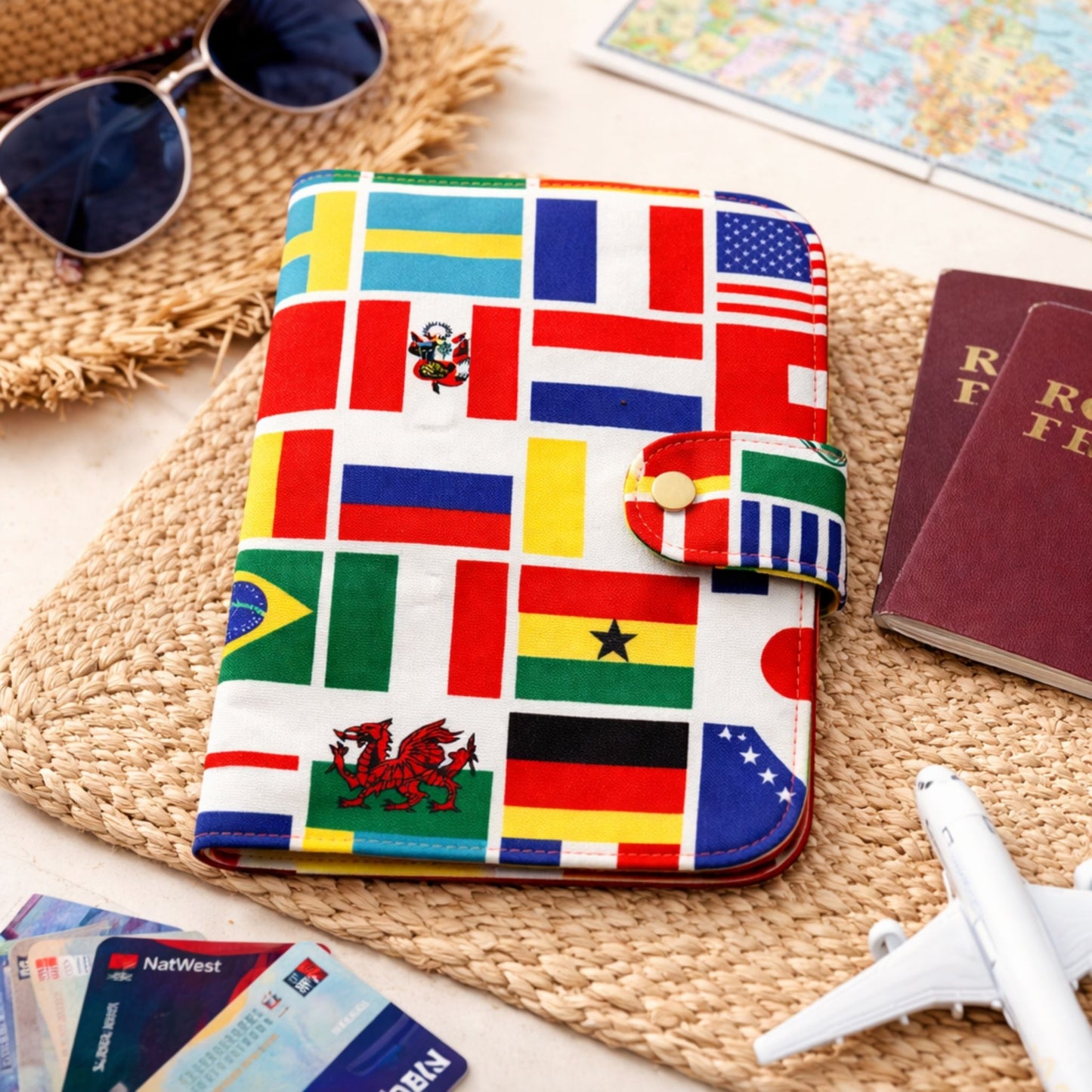 Family Passport Holder Travel Wallet | Multi-Passport & Document Organiser – World Traveller Flags