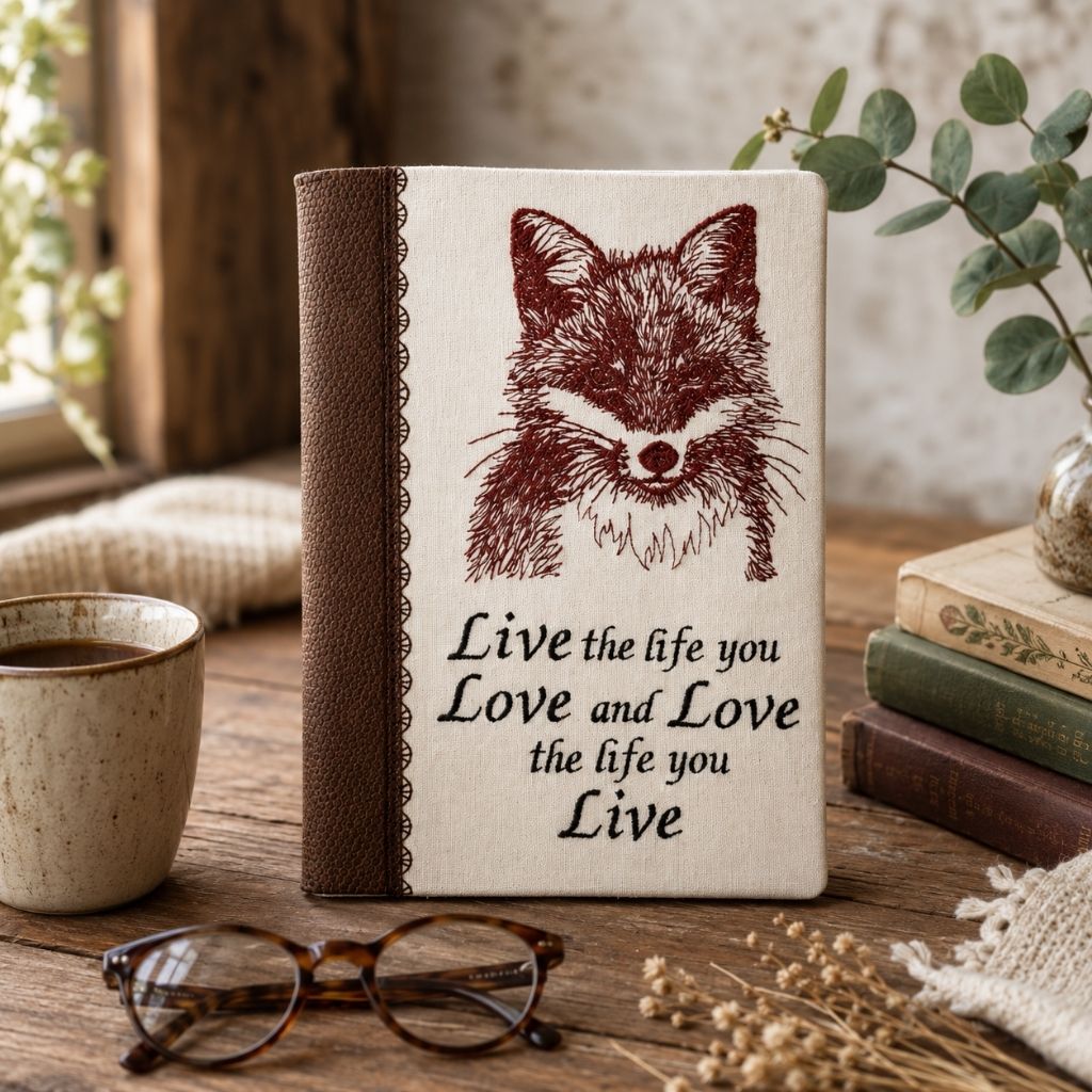 Fox Embroidered A5 Notebook Cover