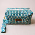 One-of-a-Kind Geometric Cotton Travel & Cosmetic Pouch with Wrist Strap