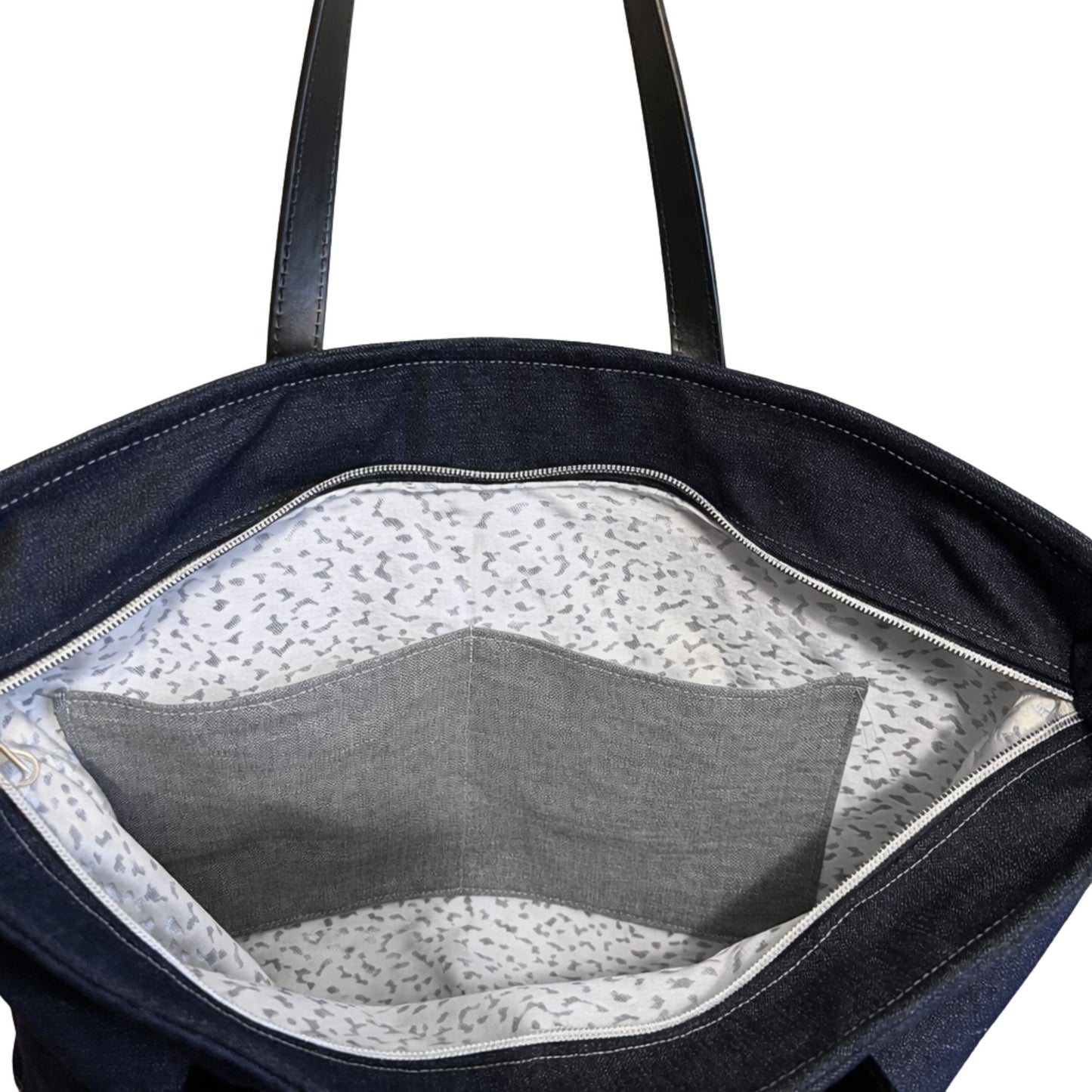 Indigo Denim Moon Gazing Hare Tote Bag – One-of-a-Kind Design