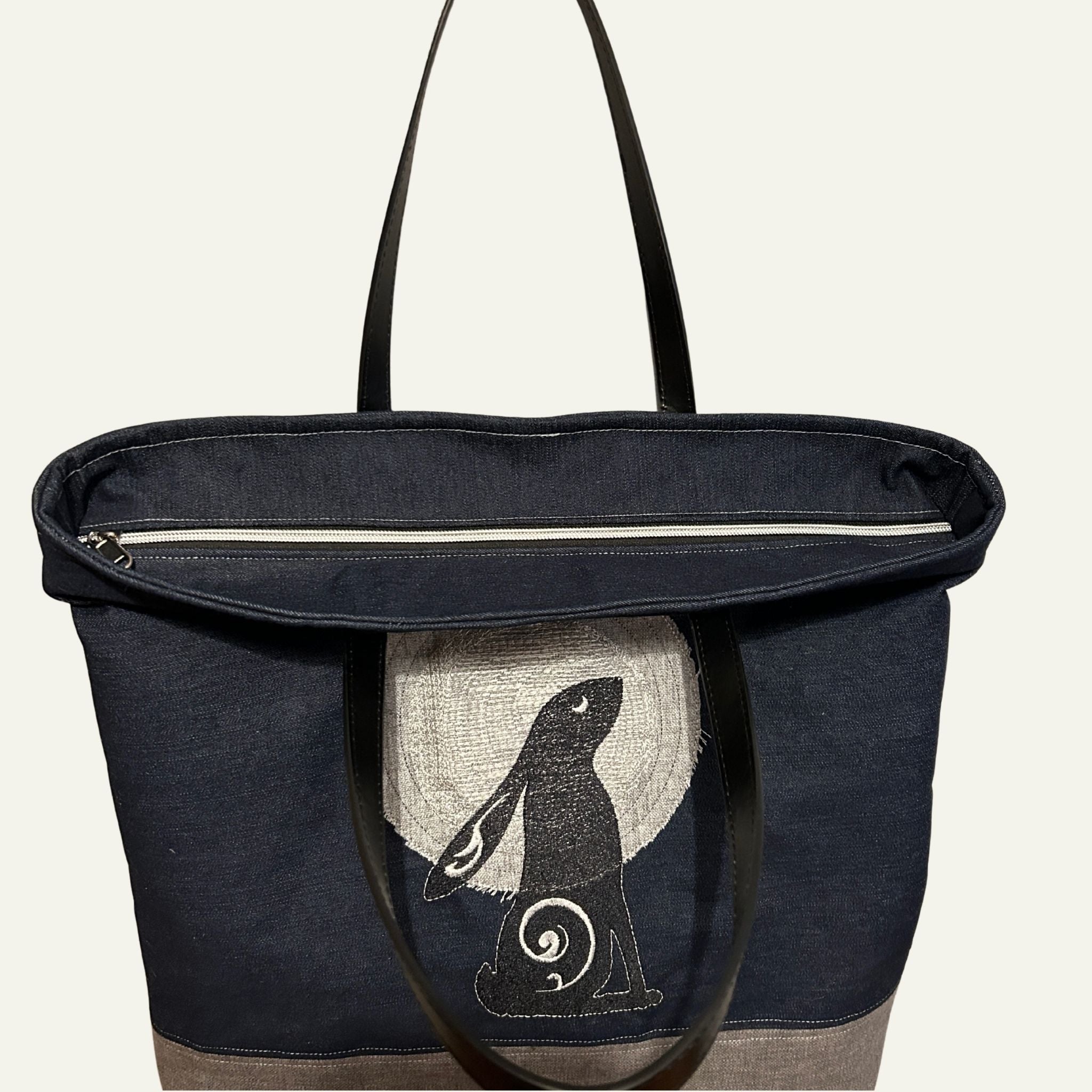 Indigo Denim Hare Tote Bag