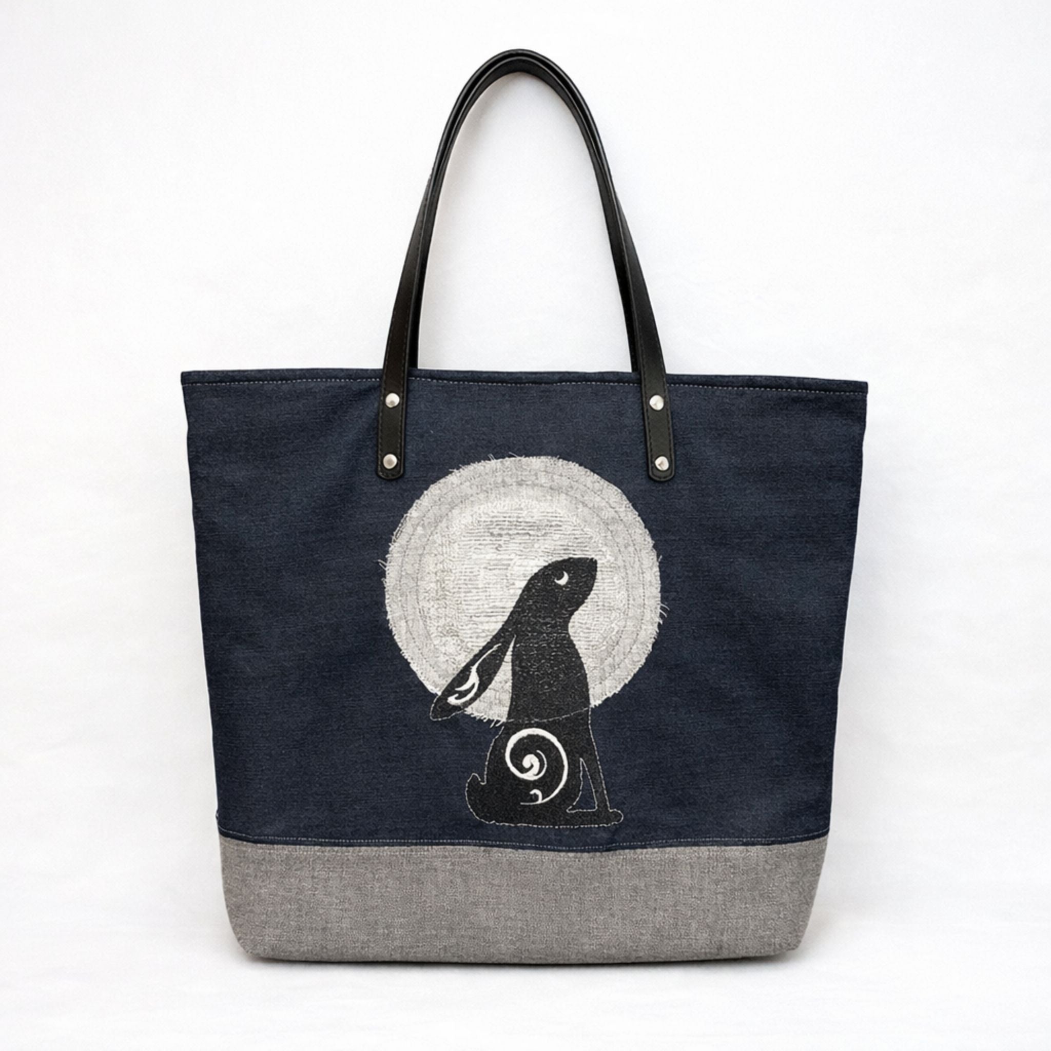Indigo Denim Hare Tote Bag