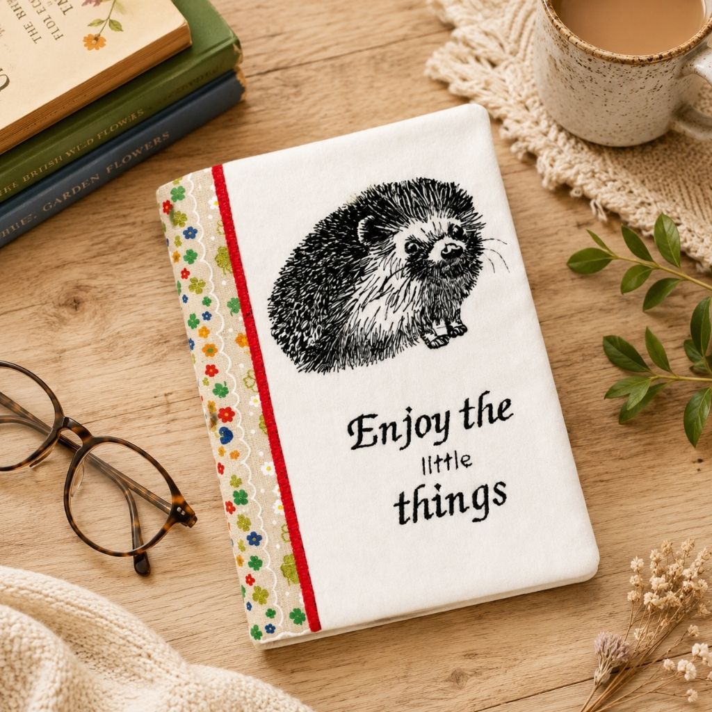 Embroidered Hedgehog A5 Notebook Cover