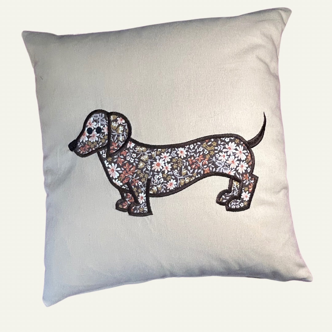 Handmade Cushion with Dachshund applique