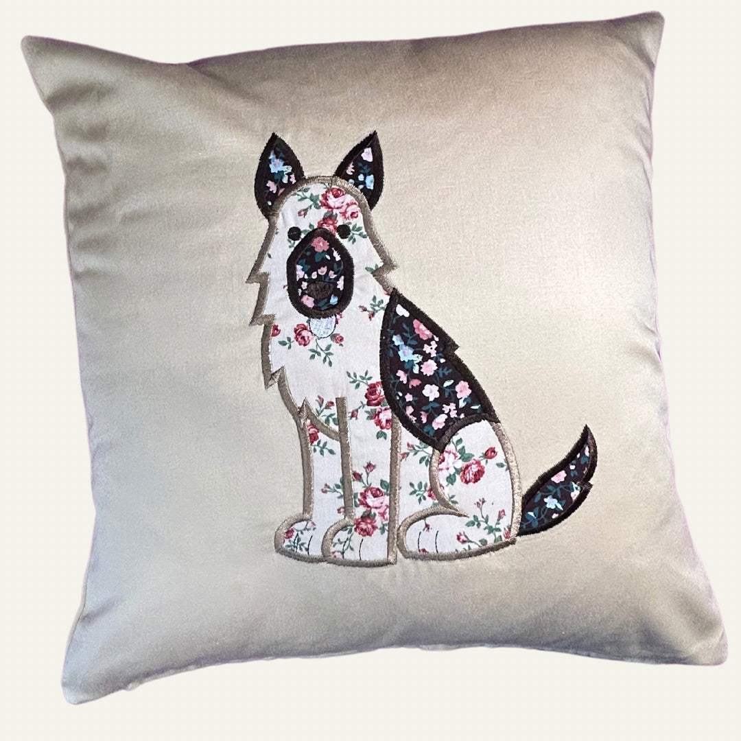 Handmade Cushion with German Shepherd applique