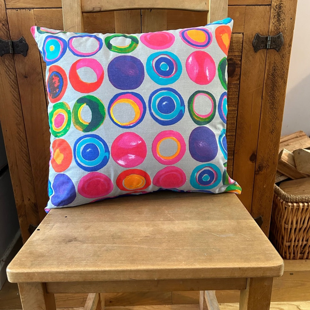 Handmade Sustainable Cushion Cover: Bright, Bold Multi-Coloured & Purple Corduroy