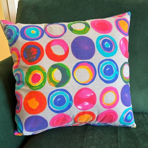 Handmade Sustainable Cushion Cover: Bright, Bold Multi-Coloured & Purple Corduroy