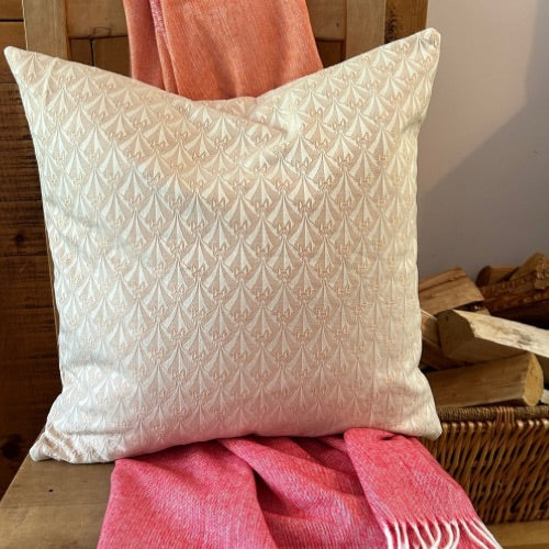 Sustainable Handmade Cushion Cover - Coral & Cream Print | 18-Inch Limited Edition