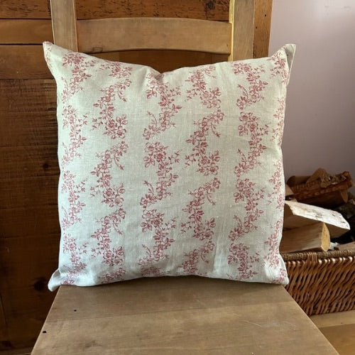 Limited Edition Handmade Cushion Cover | 18-Inch 'Daphne' red Linen Blend by Kate Forman