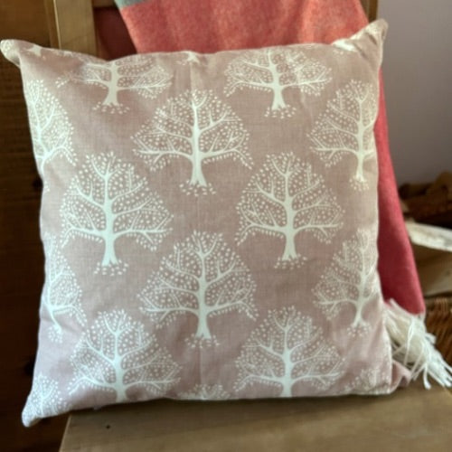 Handmade Cushion Cover in Great Oaks Rose Trees Design | 18-Inch Limited Edition Cotton Fabric