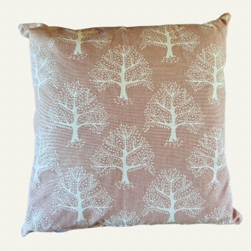 Handmade Cushion Cover in Great Oaks Rose Trees Design | 18-Inch Limited Edition Cotton Fabric