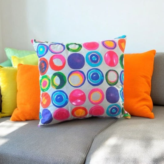 Handmade Sustainable Cushion Cover: Bright, Bold Multi-Coloured & Purple Corduroy